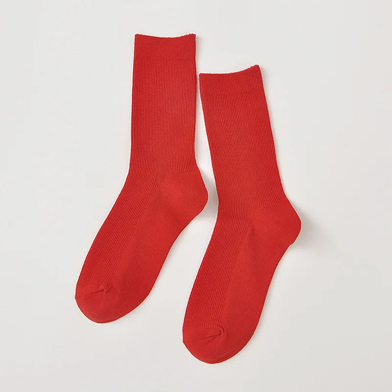 

2021 new fashion T-shirt spring and autumn solid color leisure stockings cotton long socks women