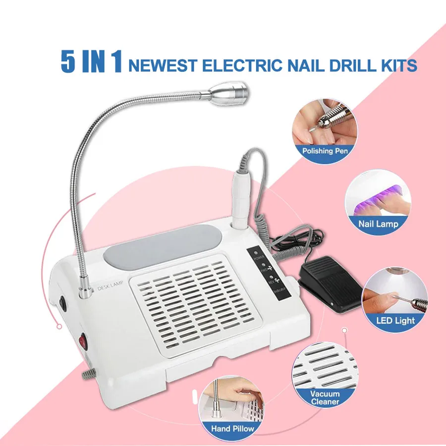 

1Set Nail Drill Manicure Machine with Nail Lamp Dryer Nail Dust Collector Manicure Machine Pedicure Drill Set Nail File