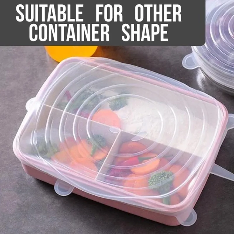 

Sealed Fresh-Keeping Cover 6-Piece Set Stretched Silicone Fresh-Keeping Lid Vacuum Lid Kitchen Organizer And Storage Container