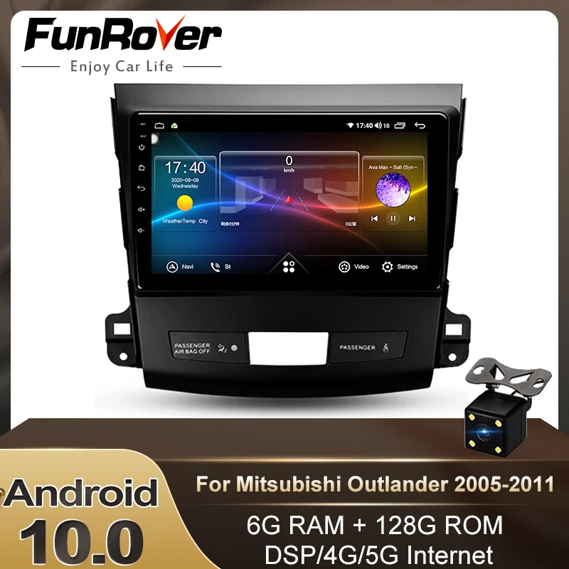 FUNROVER android10.0 автомобильный dvd gps мультимедийный плеер радио для MMitsubishi Outlander 2006 2014