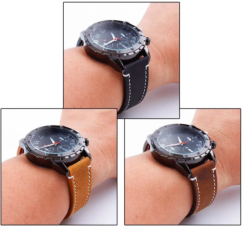 20mm 22mm Watchband for Amazfit Bip Leather Watch Strap Samsung Galaxy 42mm 46mm Active 2 Gear s3 Band | Наручные часы