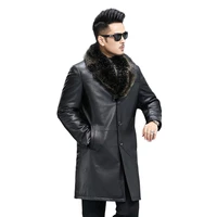 leather jackets 2021 business men leisure mink fur bladder thick goatskin overcoat fur collar plus size outerwear