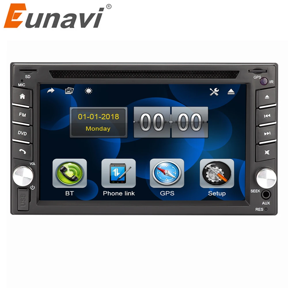 Eunavi 2 din универсальный автомобильный мультимедийный радио dvd-плеер gps навигация в тире Авторадио Стерео головное устройство automotivo сенсорный экран