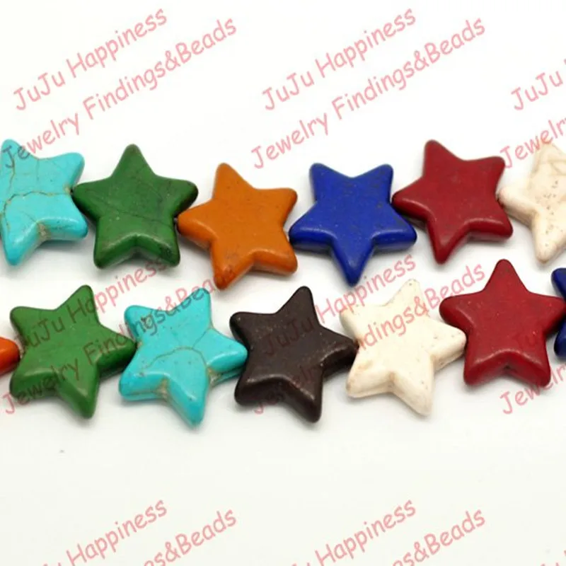 Модные Пять звезд смешанные каменные бусины Howlite Звездные свободные 19x20 мм