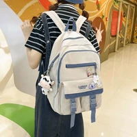 high appearance level schoolbag female korean version of multi pocket waterproof nylon backpack simple versatile sen backpack