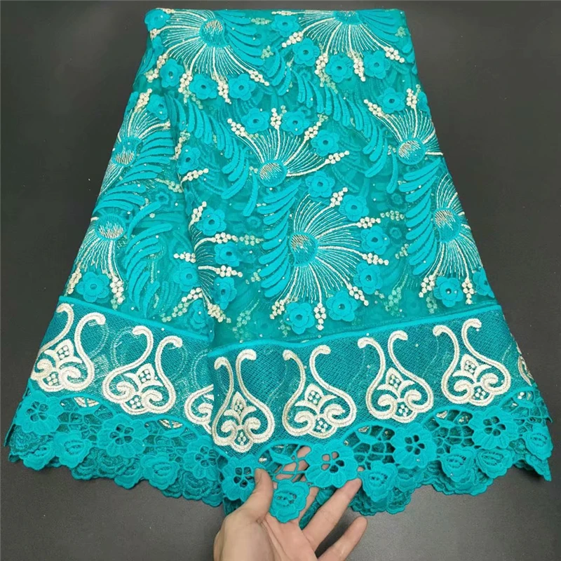 

Green african lace fabric 2021 high quality French Mesh Lace Embroidery African Tulle Material For Party Wedding