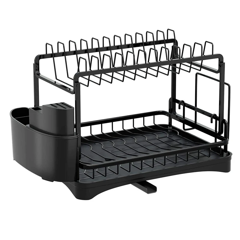 

Подставка-сушилка для посуды, сушилка для посуды, стойка для посуды с дренажной доской и держателем для посуды, разделочная доска для кухонн...