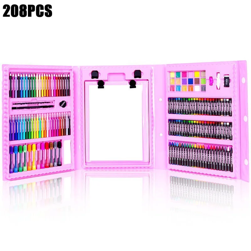 

HOT 208 PCS Kid Draw Set Colored Pencil Crayon Watercolors Pens Drawing Set Toy Drawing Art Marker Pens School Supplies Kid Gift