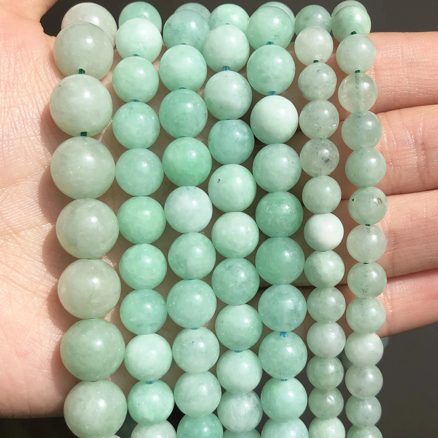 

Natural Stone Burmese Jade Amazontie Color 6/8/10m Round Loose Spacer Beads For Jewelry Making DIY Bracelet Necklace 15Inches