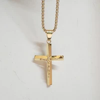 crucifix female gold jesus cross pendant necklace for men women christmas gift stainless steel christian jewelry dropshipping