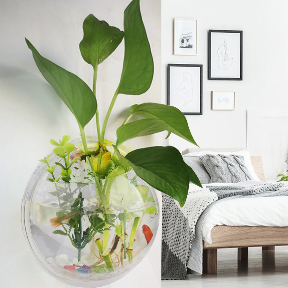 Wall Mounted Fish Tank Home Decoration Transparent Pet Supplies Aquatic Plant Vase Acrylic Hanging | Дом и сад