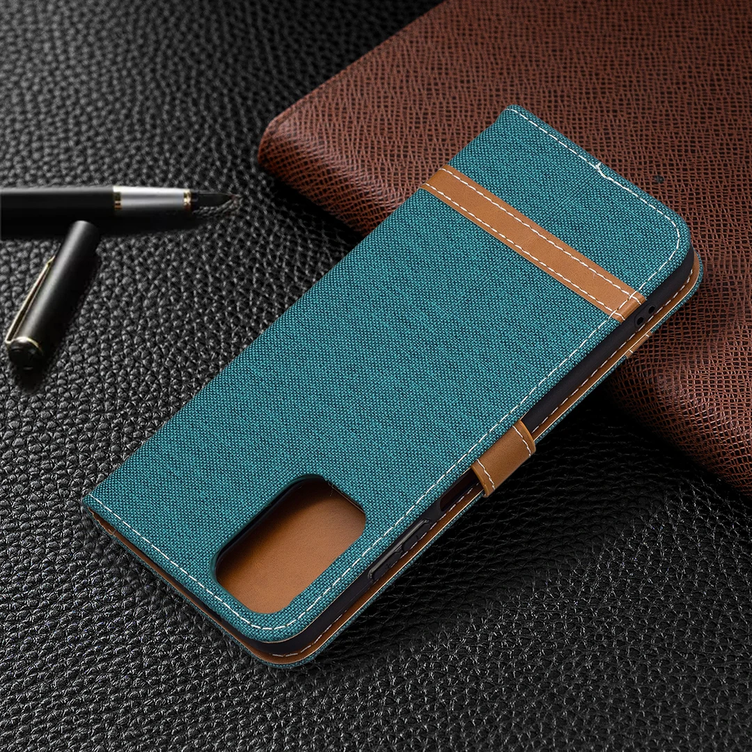 

Mixed Color Flip Leather Case for Xiaomi Redmi Note 10 Pro Max Capa Denim Wallet Cover Shockproof Card Holder Business Phone Bag