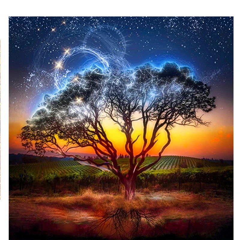 

Canvas Size Full Diamond 5d Diy Diamond Embroidery Sky And Tree Diamond Painting Cross Stitch Rhinestone Mosaic Decoration