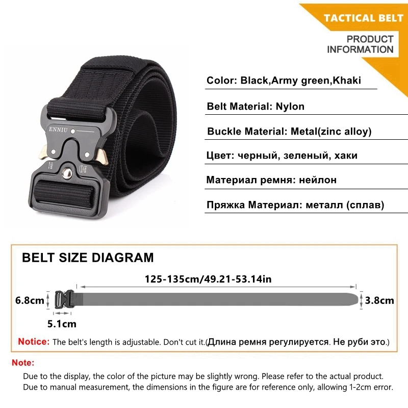 

Army Belt Tactical Metal Buckles Strong High Quality Quick Release Adjustable Length Training Combat Military Nylon Men Belts