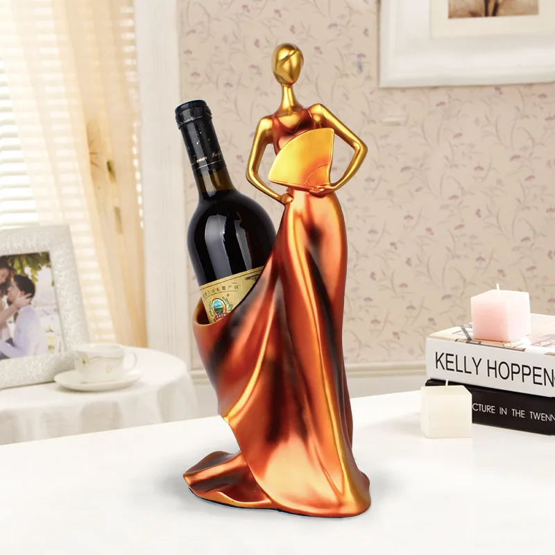 

Resin craft modern simple blue take a fan beauty wine rack to place a creative home decoration accessories for living room