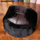 Шапка-бомбер SHALUOTAOTAO Утепленная зимняя мужская, качественная шапка из натуральной воловьей кожи с бархатными наушниками
