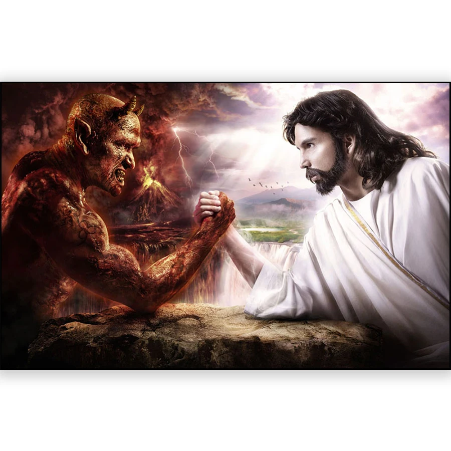 5D DIY Алмазная картина ангел и демон Полный Круглый кристаллический горный