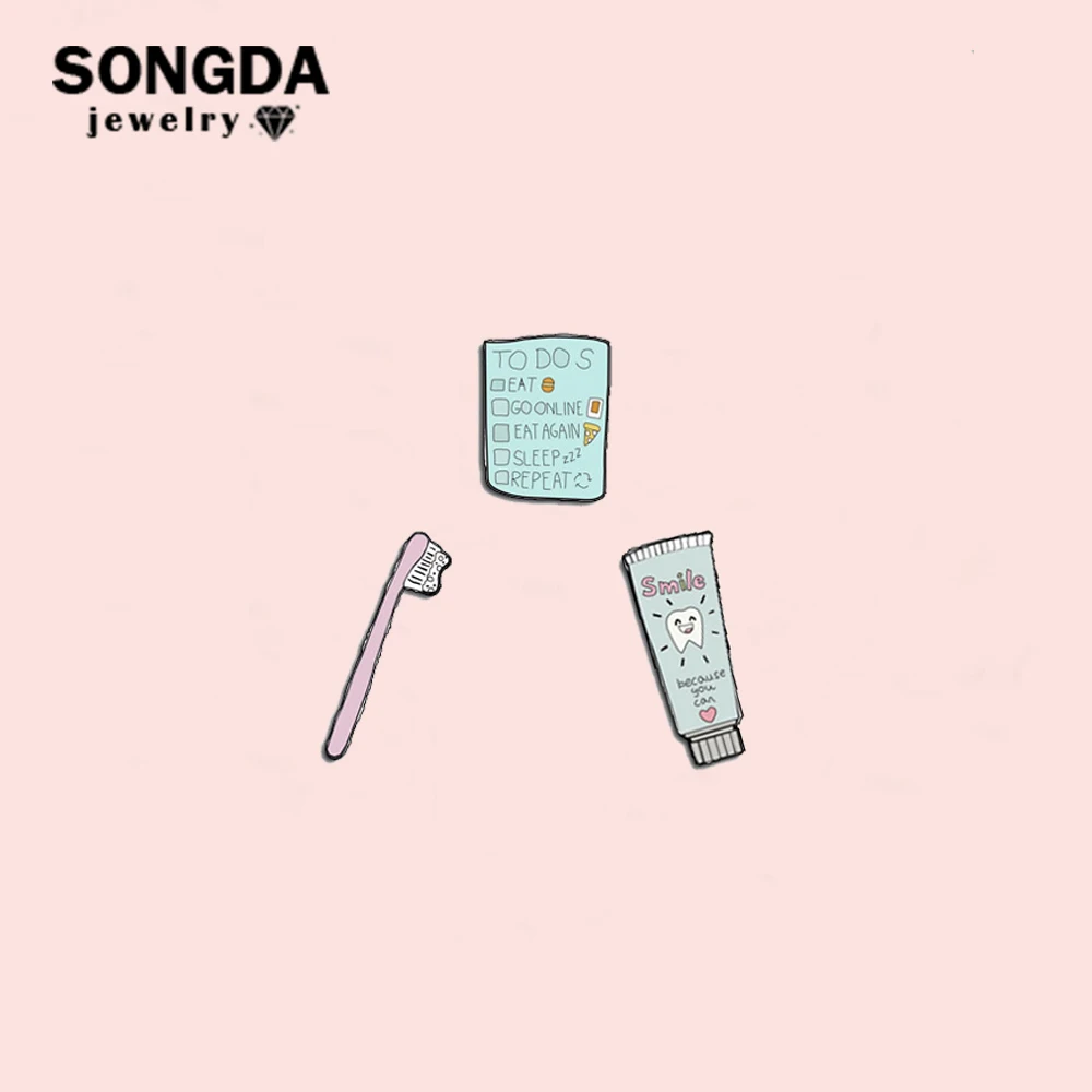 SONGDA зубная паста щетка ежедневные принадлежности Брошь булавка с мультяшным