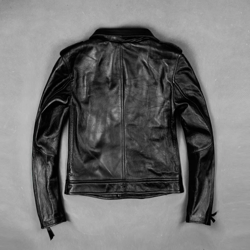 Brand Women Lapel Genuine Leather Jacket High Quality Slim Fit Long Sleeve Sheepskin Coat Fashion Red Motorcycle Short Outerwear | Женская