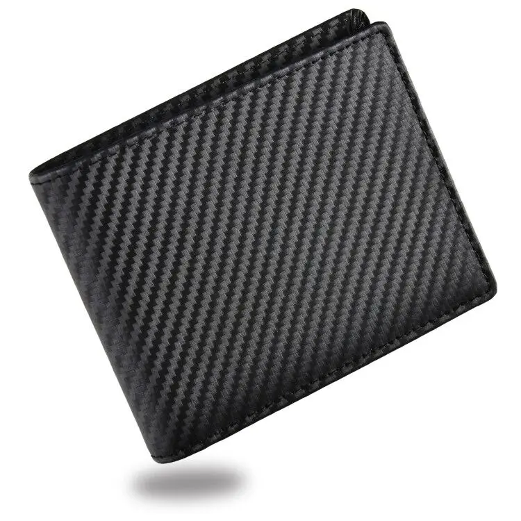 Мужские Тонкий передний карман кошелек углерода Волокно двойные trifold бумажник RFID