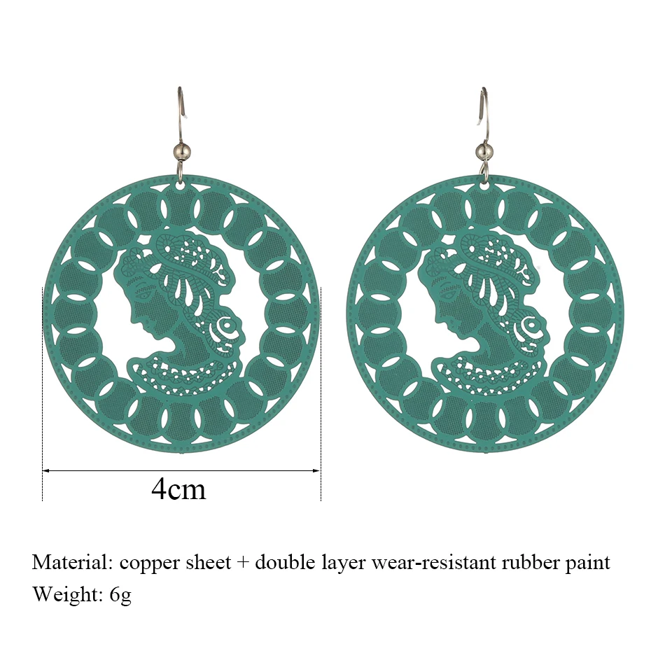 Charming Romantic And Sweet Copper Sheet With Rubber Paint Round Hollow Dangling 2019 Fashion Earrings For Women Accessories | Украшения и
