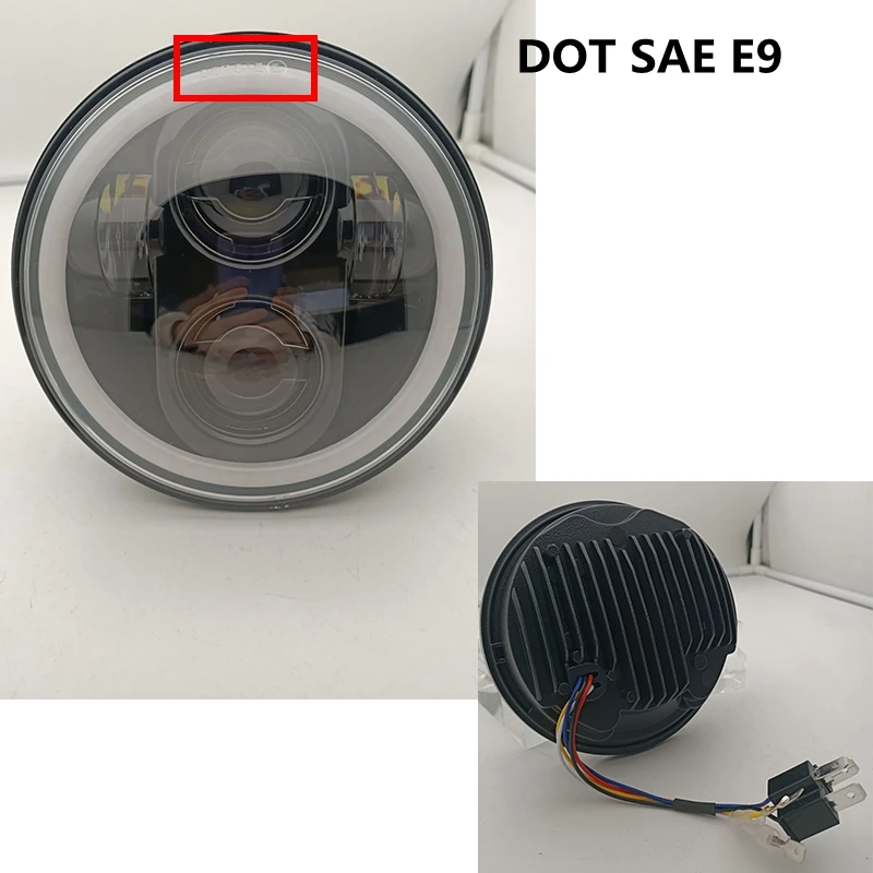 5.75&quot LED Black Motorcycle 5 3/4&quot Headlamp High Low Beam for Harley Dyna Sportster 883 72 48 Sreet Bob Forty Eight Iron - купить по