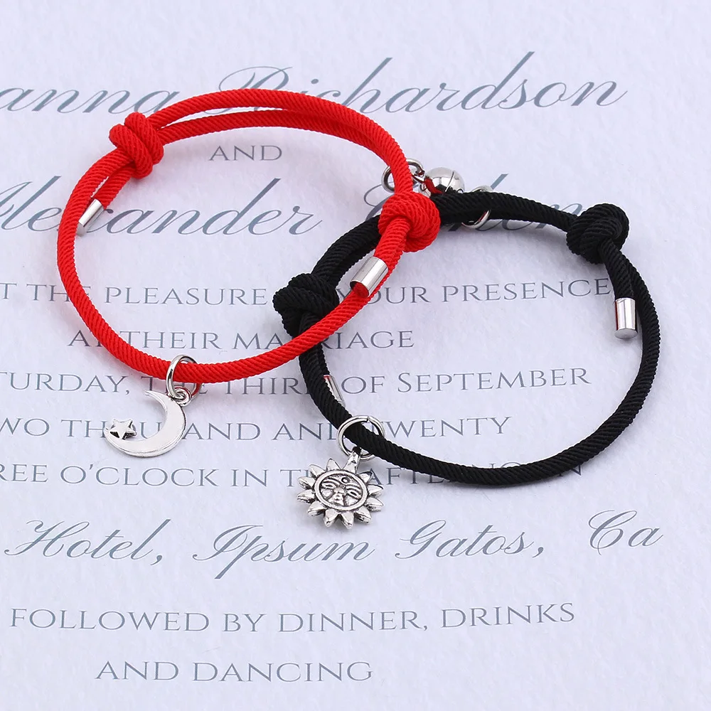 

Couple Bracelet Magnet Attract Friendship Hand Strap Jewelry Bracelet Women New Sun Moon Magnetic Attraction Lovers Bracelet