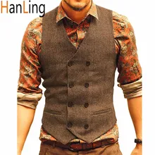 Colete de casamento masculino tweed, jaqueta marrom preta estilo vitoriano, colete steampunk para negócios (2)
