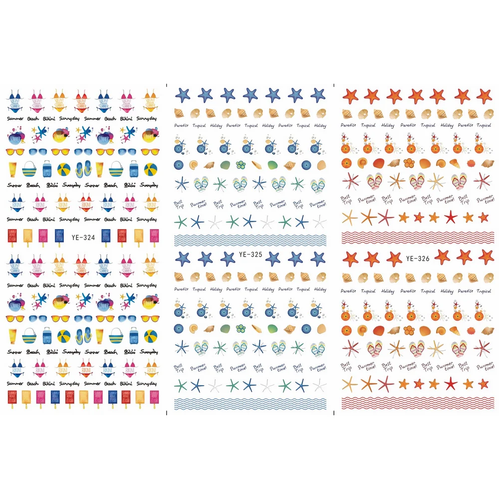 3 упак./лот водная переводная наклейка для дизайна ногтей Наклейка морской