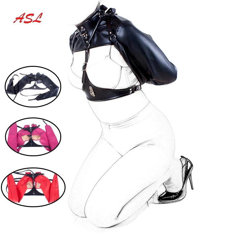 БДСМ бондаж удерживающая искусственная кожа прямая куртка топ Женская открытая