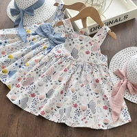 girls summer casual dress 2021 new fashion toddler baby floral costumes princess vestidos lovely bow cute clothes with hats 0 5y