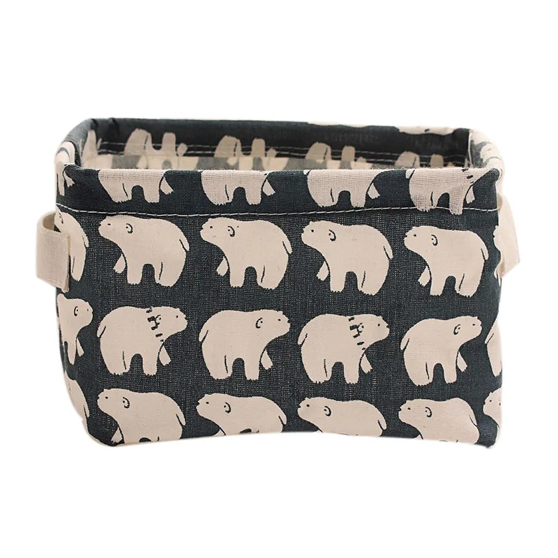 ALGHLH милый льняной ящик для хранения дома Настольный складной органайзер офисный стол хранение органайзер 5 цветов ювелирные изделия косметика Быстрая - Цвет: Polar bear