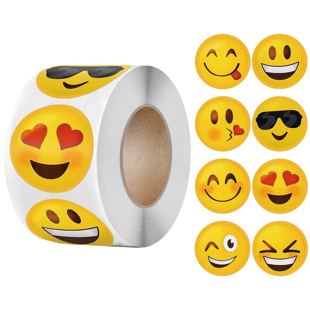 Pegatinas de Smiley para ni&ntilde;os, impresionante pegatina de recompensa de 8 patrones, suministros para profesores de aula, pegatina de cara linda para juguete para ni&ntilde;os, 100-500 Uds.-0