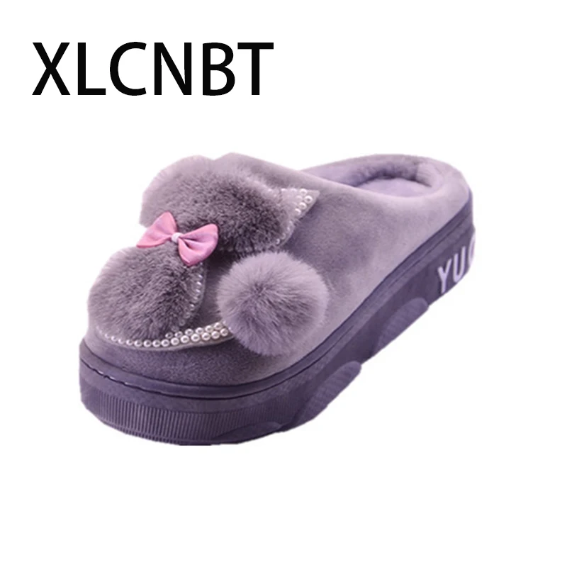 Зимние теплые домашние тапочки водонепроницаемый нескользящий хлопковый