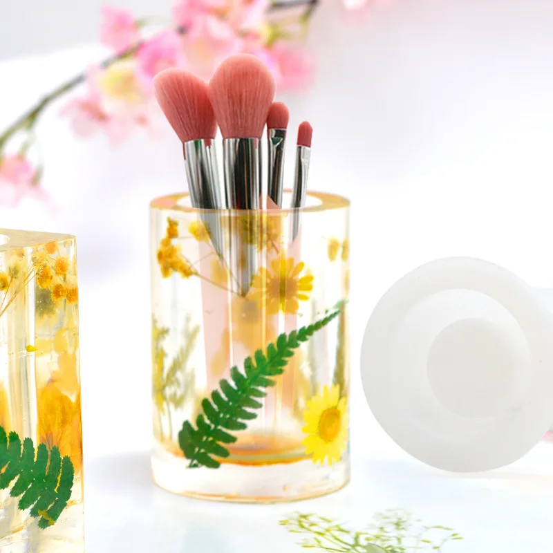 

Square Round Pen Holder Silicone Mould Brush Pot Organizer UV Epoxy Resin Mold Casting For DIY Jewelry Storage Crafts Supplies