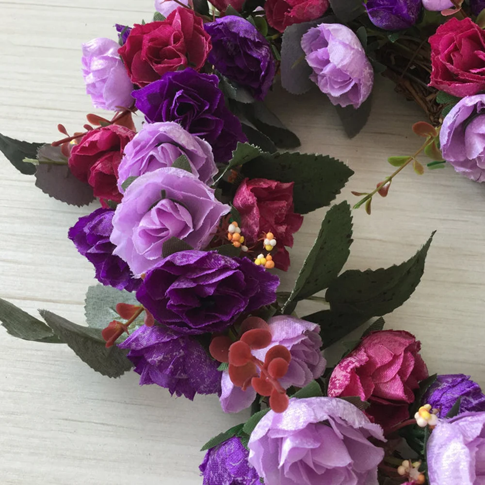 

European-style Simulation Rose Flower Heart-shaped Wreath Wedding Room Decoration Wreath Road Guide Home Artificial Flowers