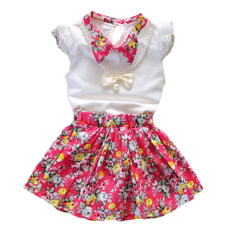 Одежда с цветочным рисунком для девочек комплект из 2 предметов рубашка + юбка