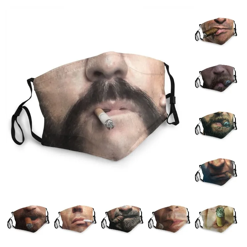

Beard Cigar Smoking Mouth Face Mask Non-Disposable Funny Meme Mask Unisex Adult Anti Haze Dustproof Protection Respirator Muffle