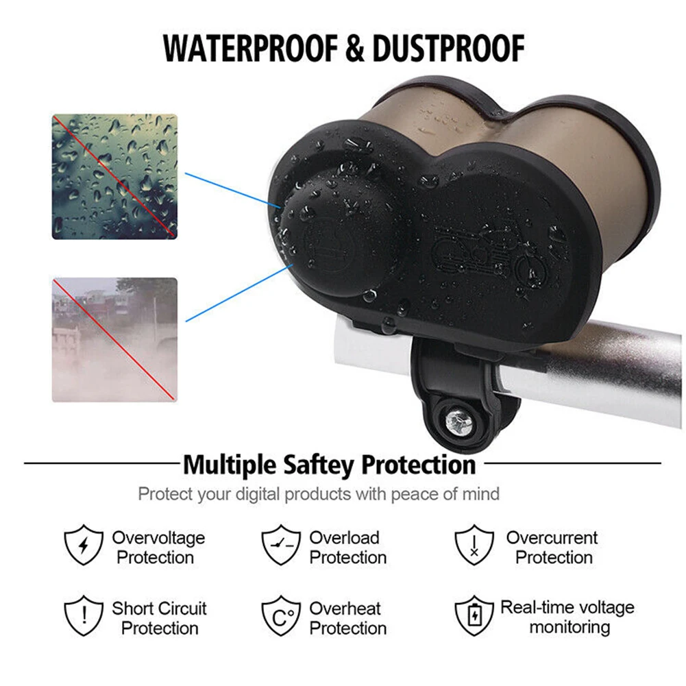 Зарядное устройство 3 в 1 для мотоцикла прикуривателя два USB-порта быстрая зарядка