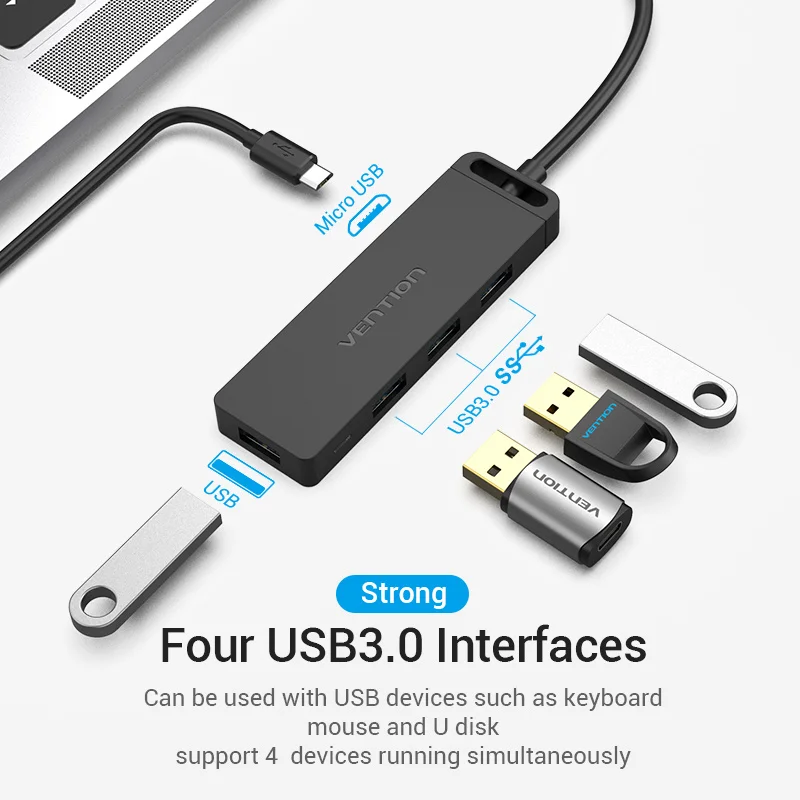 Концентратор Vention с USB-C на USB 3 1 4 порта зарядным портом Micro для MacBook Pro Huawei Mate 30 OTG