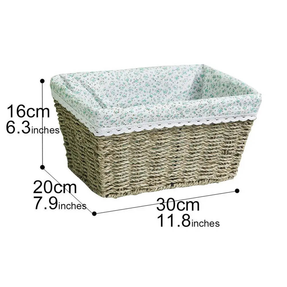 

Rectangular Hand-woven Basket Multipurpose Wicker Storage Basket with Removable Washable Liner Willow Woven Containers