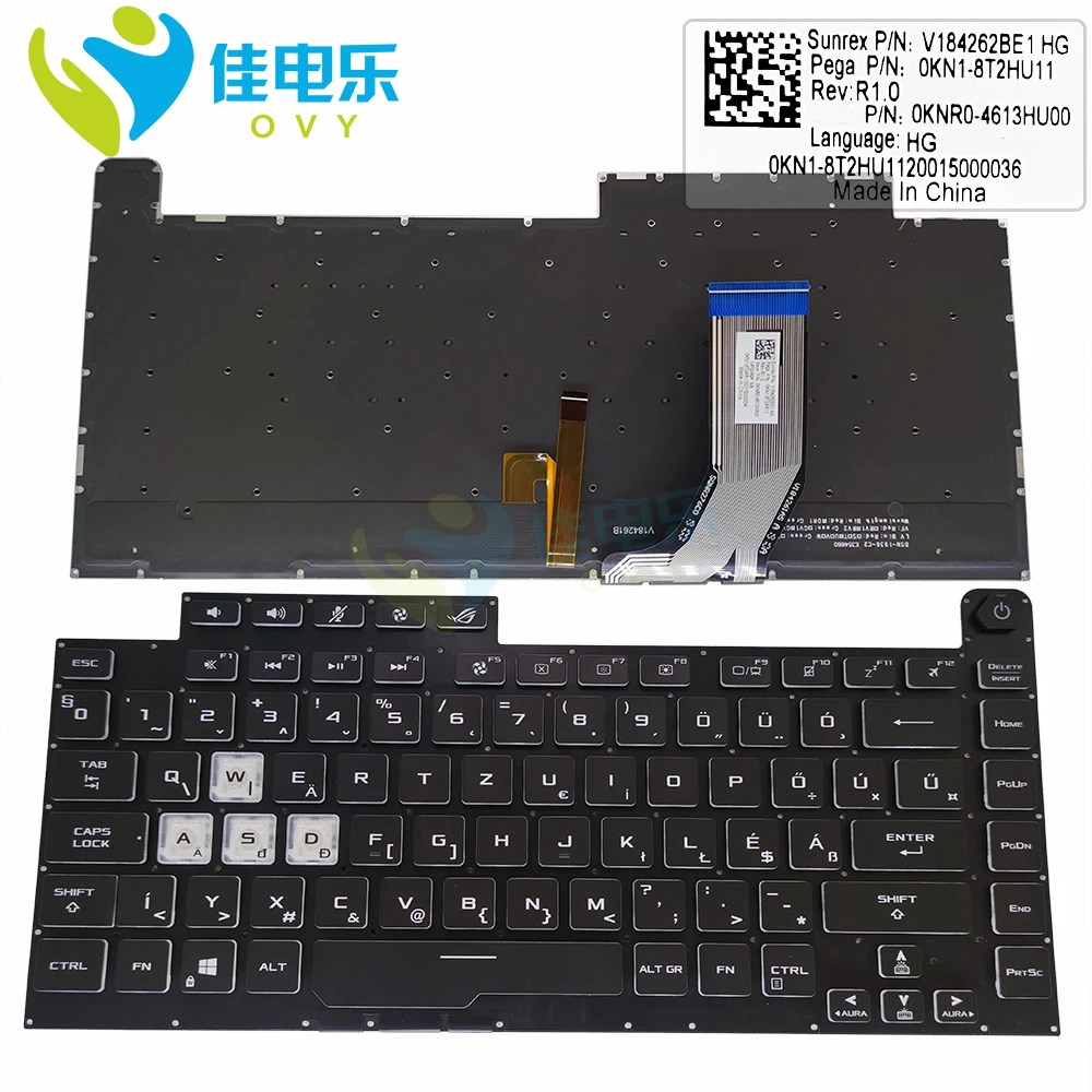 

HG HU Hungary backlight keyboard for ASUS ROG G512L black laptop colorful backlit keyboards G512LV G512LW G512 LU LWS V184262AE1