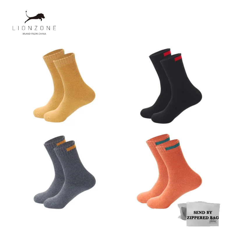 Толстые шерстяные носки мужские деловые повседневные Calcetines Invierno Meias Ho мужские s тканевые вывески дизайн LIONZONE бренд 1 лот = 4 шт - Цвет: SZH4