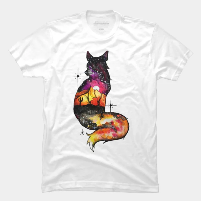 

Summer Fashion Printed men's T-shirt 100% Cotton Galaxy Desert Fox Unique Creative Short Sleeve Graphics