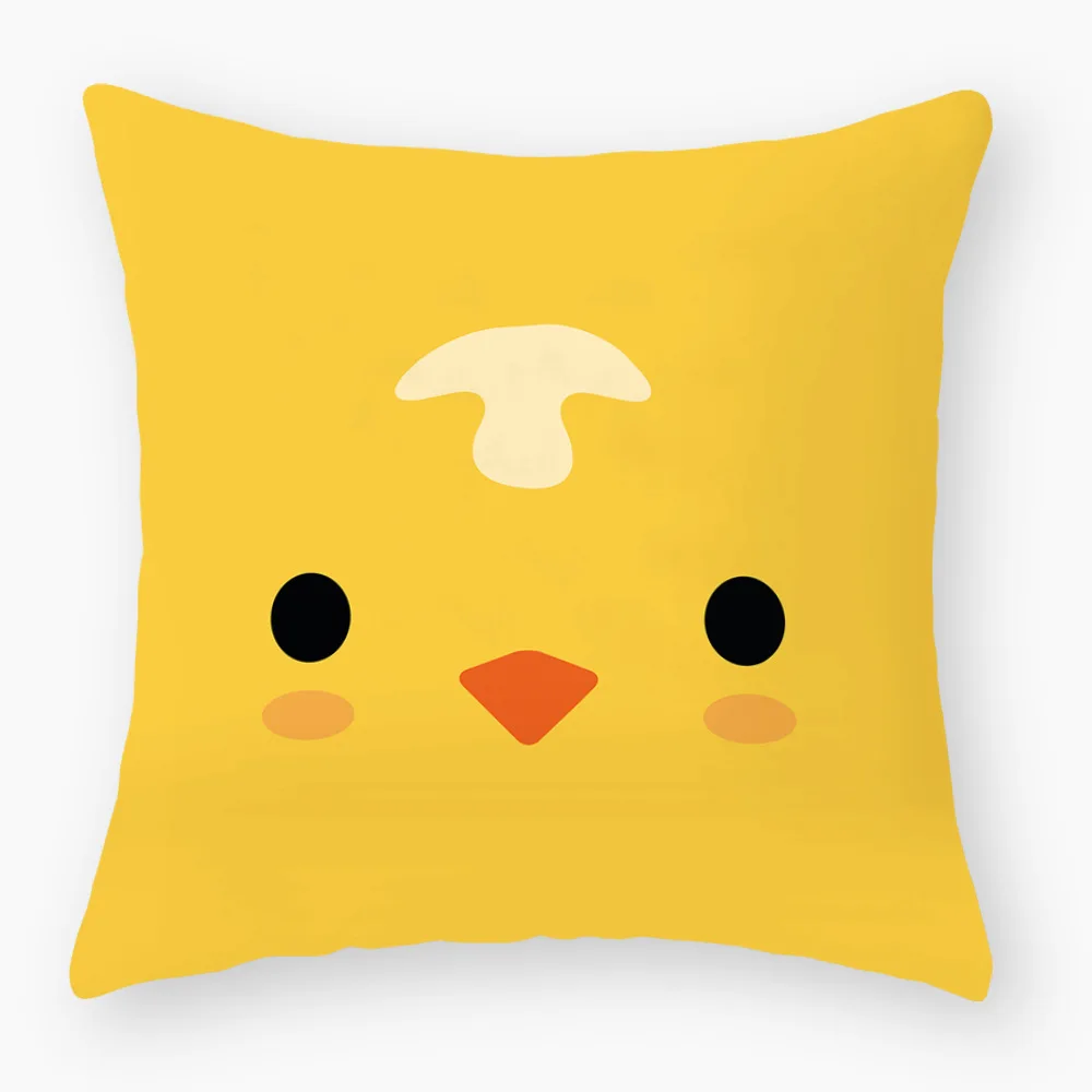 Креативная и интересная наволочка с принтом головы животных желтая зеленая