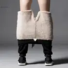 Джоггеры с подкладкой из меха, мужские зимние брюки, плотные теплые брюки с флисовой подкладкой, однотонные осенние спортивные брюки