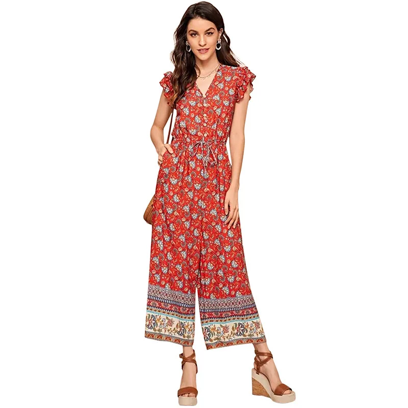 

Jumpsuit For Women 2020 Formal Elegant Plus Size Jumpsuits And Rompers Suit Boho Floral Long Pant Macacao Feminino Longo Trendy