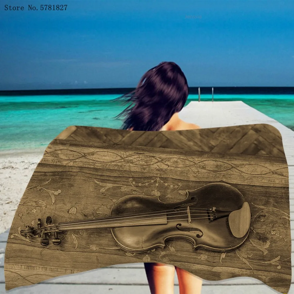 Пляжное полотенце для музыкальных инструментов пианино гитары пляжное океана