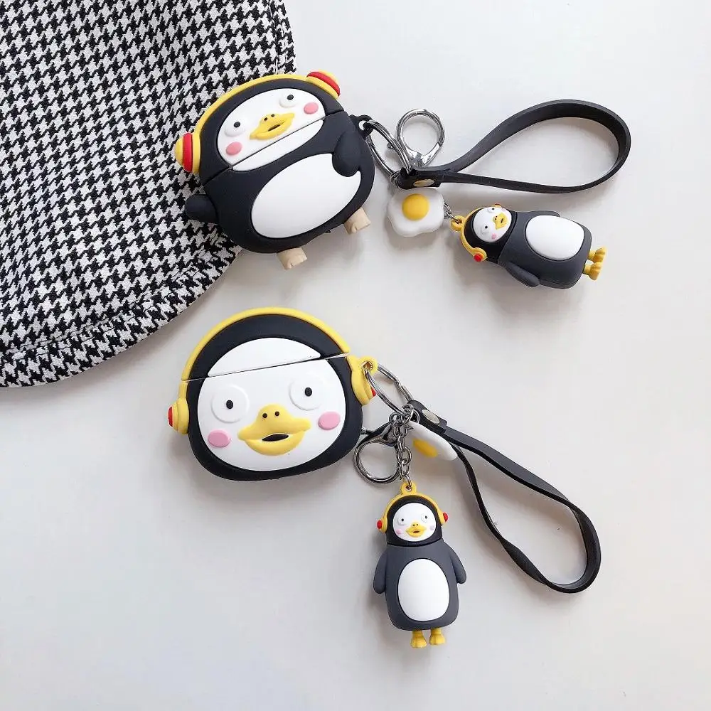 

3D lovely cartoon silicone case for airpods 1 2 3 Wireless bluetooth headset pengsoo penguin for airpods pro Cover with hook