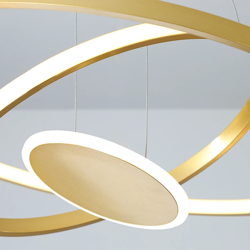 

DAR Modern Led Chandelier Circle Black Gold White LED lamp Lighting For Living room Dining room Kitchen Light luxury chandelie